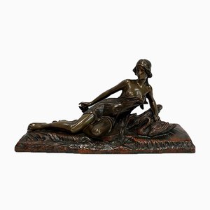 E. Drouot, Rêverie au bord du Lac, Bronze Sculpture, 1900-RVK-953935