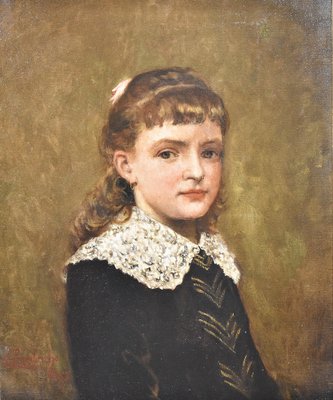 E. Lambrichs, Portrait of a Young Woman, 1887, Oil on Canvas, Framed-YVI-1313026