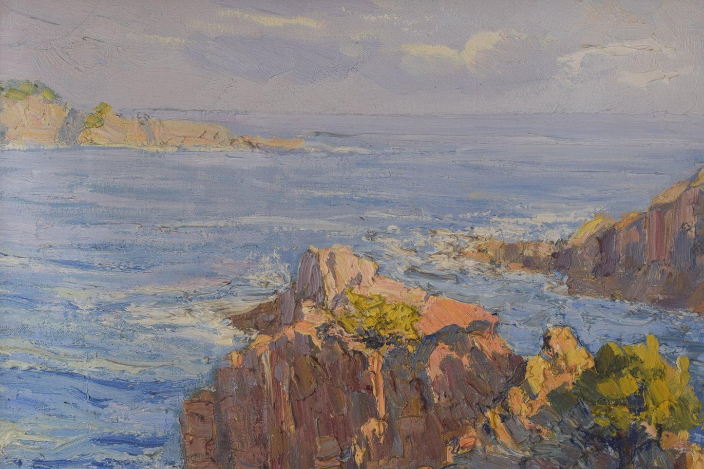 E. Palá, Impressionist Coastal Seascape, 20th-century, Oil on Canvas, Framed