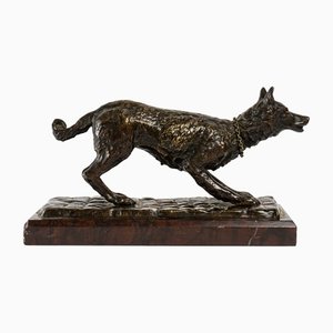 E. Vrillard, Sheepdog Wants to Play, 1800s, Bronze Sculpture-UQL-1334811