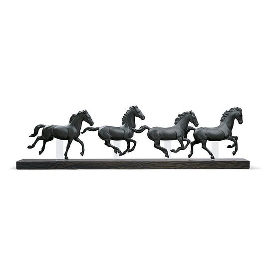 Galloping Herd Horses Figurine by Lladró #Black