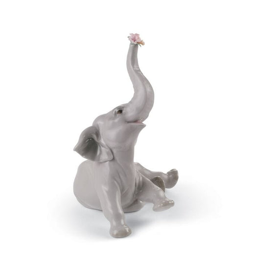 Baby Elephant with Pink Flower Figurine by Lladró