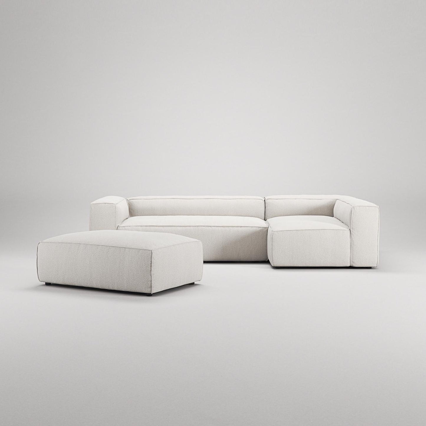 Decotique Grand 4-Seater Sofa Divan Open End With Footstool Right Steam/ White