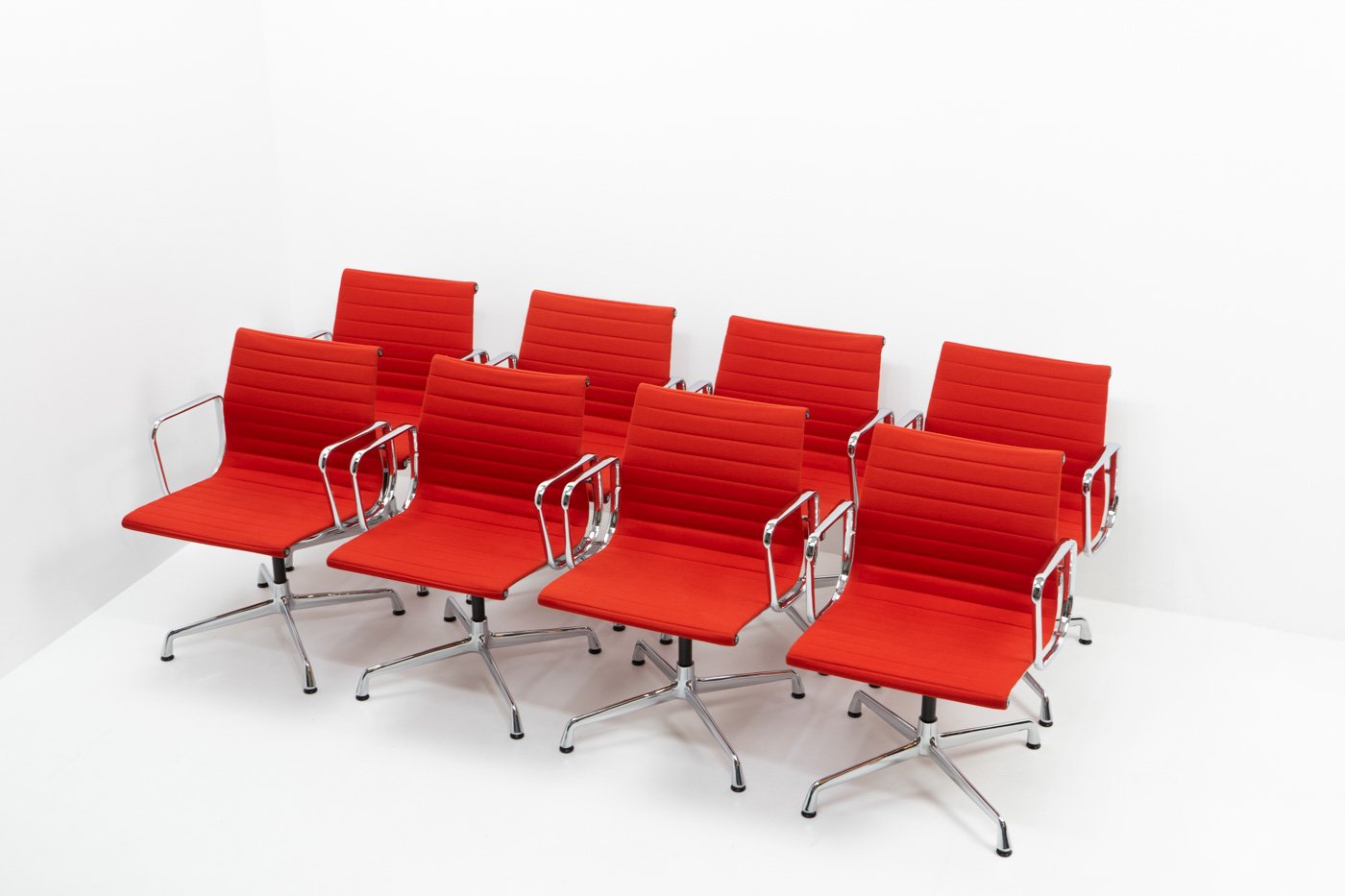 EA 107 Alu Group Office Chairs by Charles & Ray Eames for Vitra / Herman Miller, 1980s, Set of 8