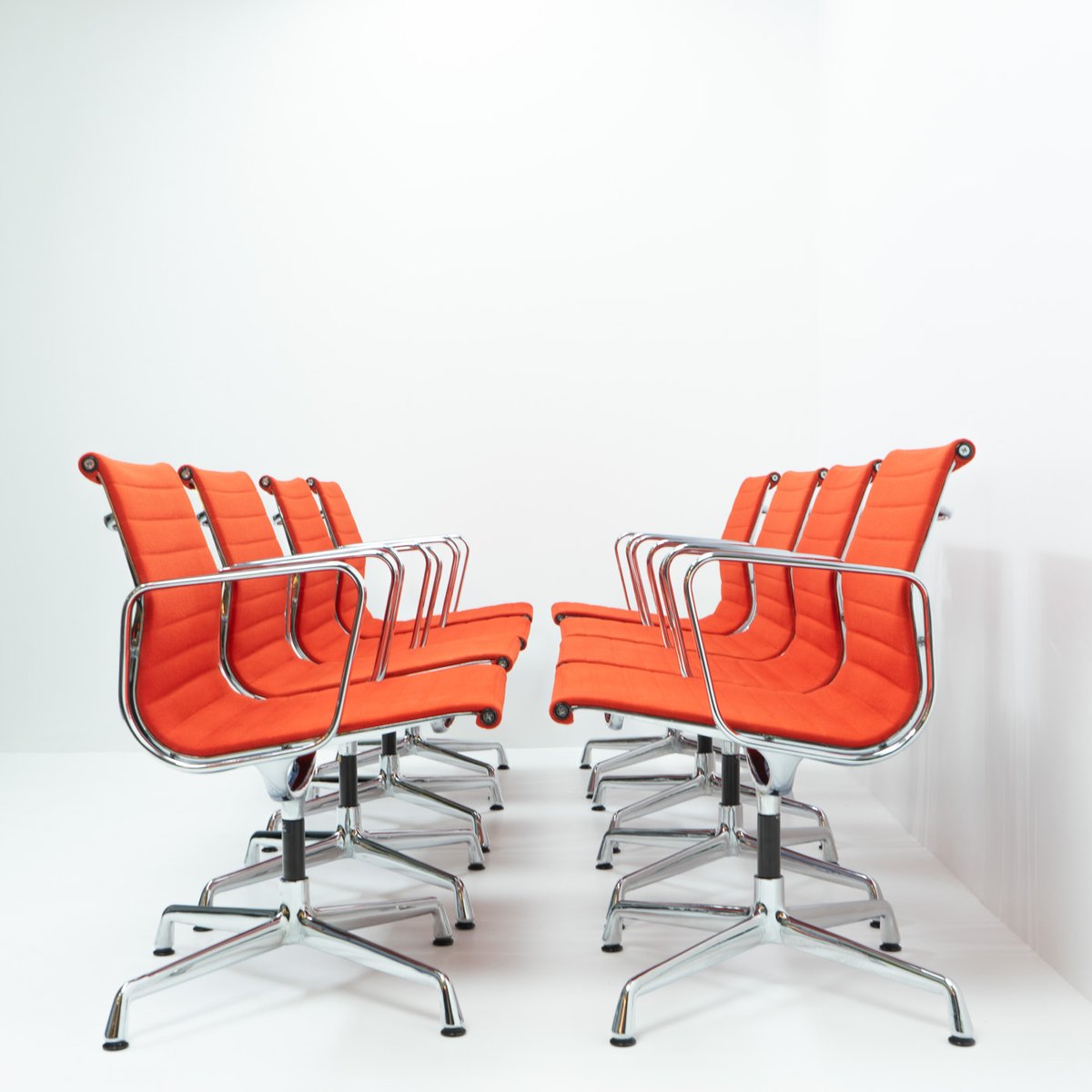 EA 107 Alu Group Office Chairs by Charles & Ray Eames for Vitra / Herman Miller, 1980s, Set of 8