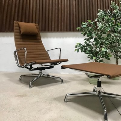 EA 124 Aluminium Lounge Chair & EA 125 Ottoman by Charles & Ray Eames for Vitra, 1958, Set of 2-JP-998156