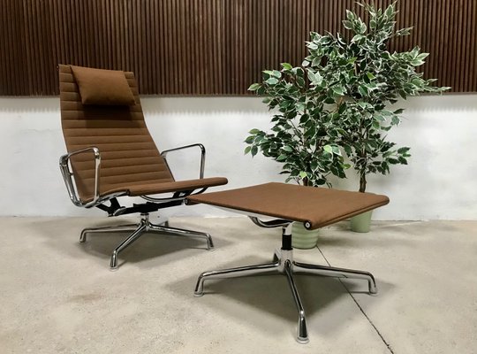 EA 124 Aluminium Lounge Chair & EA 125 Ottoman by Charles & Ray Eames for Vitra, 1958, Set of 2-JP-998156