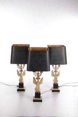 Eagle Guilded Table Lamps by Jacques Charles for Maison Charles, Set of 3-EZZ-1250335