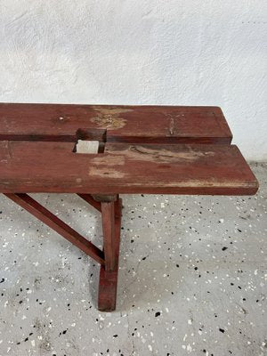 Earls 20th Century Rustic Swedish Wood Bench with Patinated Red-IJL-1702223