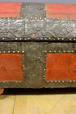 Early 18th Century Hammered Iron & Fir Chest-BCR-1315124