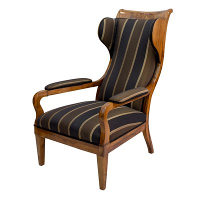 Early 19th Century Biedermeier Solid Walnut Ear / Wing Armchair-WFJ-848283