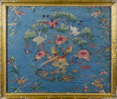 Early 19th Century Chineese Embroidery with Exotic Birds and Flowers-AOI-2022733