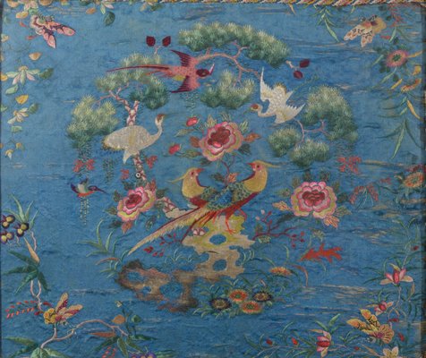 Early 19th Century Chineese Embroidery with Exotic Birds and Flowers-AOI-2022733