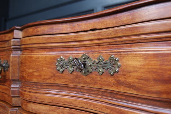 Early 19th Century Curved Cherrywood Chest of Drawers-TAT-1766294