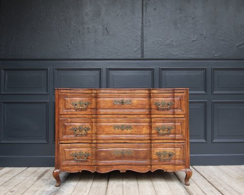 Early 19th Century Curved Cherrywood Chest of Drawers-TAT-1766294