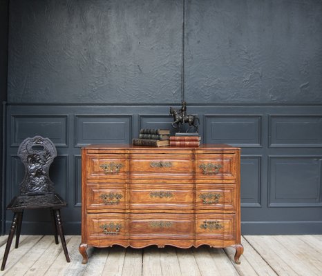 Early 19th Century Curved Cherrywood Chest of Drawers-TAT-1766294