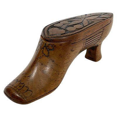 Early 19th Century Dutch Wooden Shoe Shaped Snuff Box-UCH-1224301