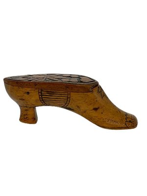 Early 19th Century Dutch Wooden Shoe Shaped Snuff Box-UCH-1224301