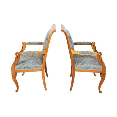 Early-19th Century Empire Biedermeier Plumwood Swan Armchairs, Set of 2-WFJ-724220