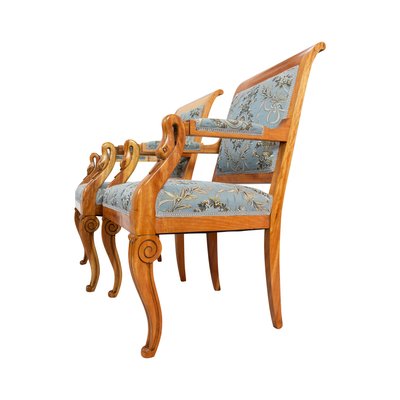 Early-19th Century Empire Biedermeier Plumwood Swan Armchairs, Set of 2-WFJ-724220