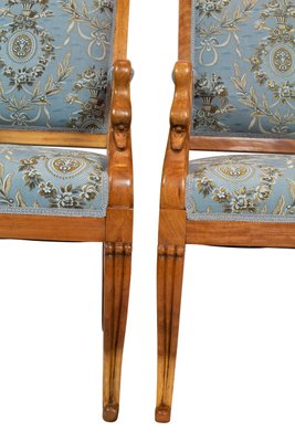 Early-19th Century Empire Biedermeier Plumwood Swan Armchairs, Set of 2-WFJ-724220