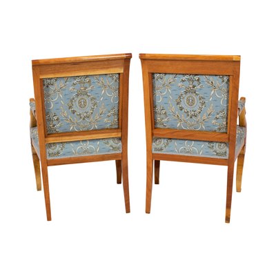 Early-19th Century Empire Biedermeier Plumwood Swan Armchairs, Set of 2-WFJ-724220