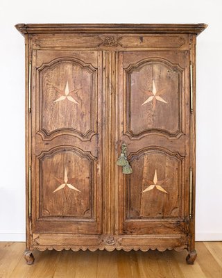 Early 19th Century French Louis Xv Style Armoire or Wardrobe with Star Shaped Inlays-YK-2036534