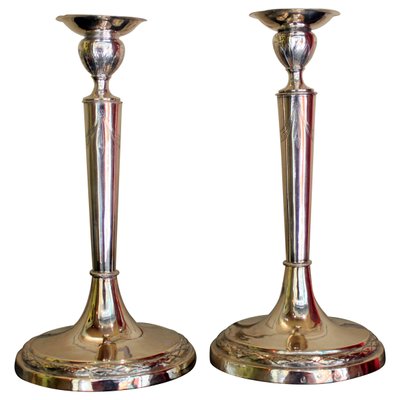 Early 19th Century Italian Empire Silver Candlesticks, Rome, 1811, Set of 2-AXE-1433408