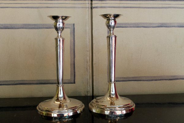 Early 19th Century Italian Empire Silver Candlesticks, Rome, 1811, Set of 2-AXE-1433408