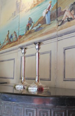 Early 19th Century Italian Empire Silver Candlesticks, Rome, 1811, Set of 2-AXE-1433408