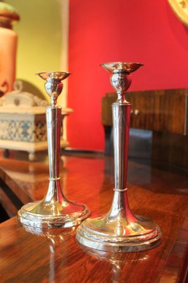 Early 19th Century Italian Empire Silver Candlesticks, Rome, 1811, Set of 2-AXE-1433408