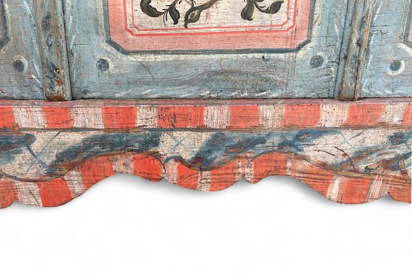 Early 19th Century Light Blue Floral Painted Blanket Chest-BGS-2035716