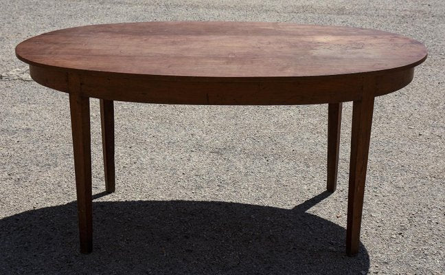 Early 19th Century Neoclassical Style Oval Side Table in Solid Cherry, Italy-RAQ-1306925