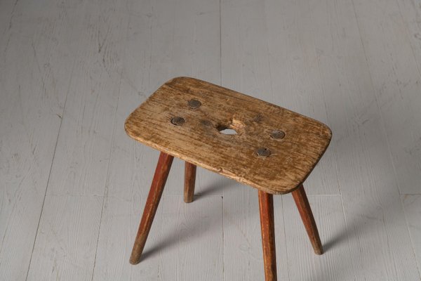 Early 19th Century Northern Swedish Folk Art Stool in Pine-MJF-1214613