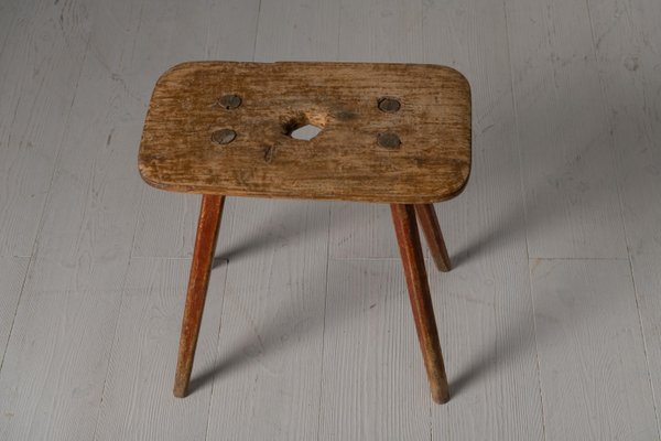 Early 19th Century Northern Swedish Folk Art Stool in Pine-MJF-1214613