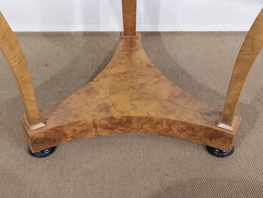 Early 19th Century Restoration Era Walnut Pedestal Table with Marble Top