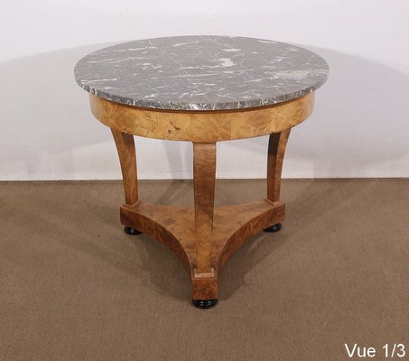 Early 19th Century Restoration Era Walnut Pedestal Table with Marble Top-RVK-1424518