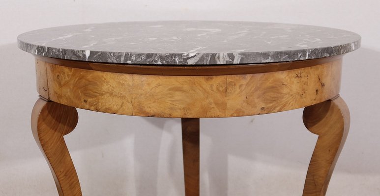 Early 19th Century Restoration Era Walnut Pedestal Table with Marble Top