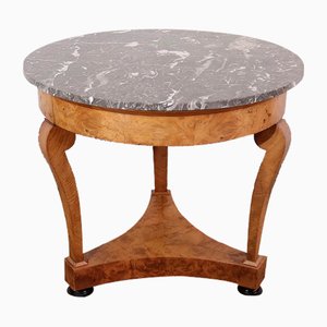 Early 19th Century Restoration Era Walnut Pedestal Table with Marble Top-RVK-1424518