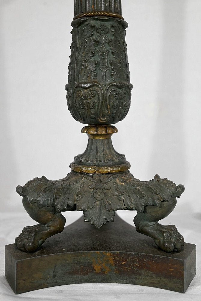 Early 19th Century Restoration Period Bronze Candlesticks, Set of 2