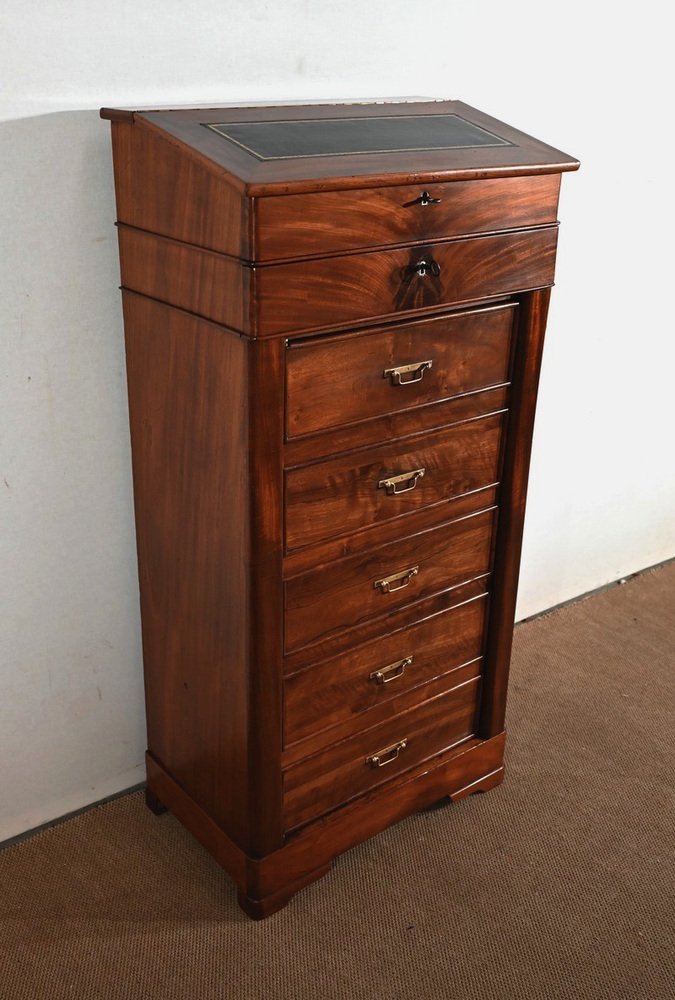 Early 19th Century Restoration Period Mahogany Cartonnier Desk with Drawers