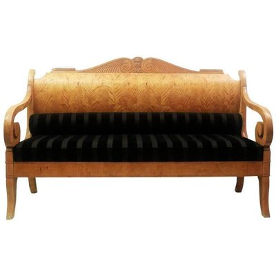 Early 19th Century Russian Biedermeier Sofa in Birchwood & Upholstery-FGA-922900