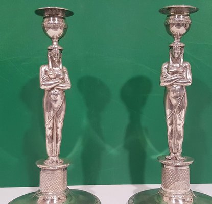 Early-19th Century Silver Candleholders, Set of 2-ZCI-751856