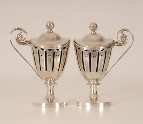 Early 19th Century Sterling Silver French 1st Empire Napoleonic Mustard Pots, Set of 2-GOE-1035032