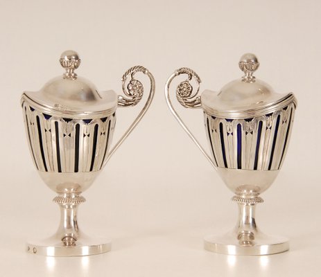 Early 19th Century Sterling Silver French 1st Empire Napoleonic Mustard Pots, Set of 2-GOE-1035032