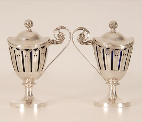 Early 19th Century Sterling Silver French 1st Empire Napoleonic Mustard Pots, Set of 2-GOE-1035032