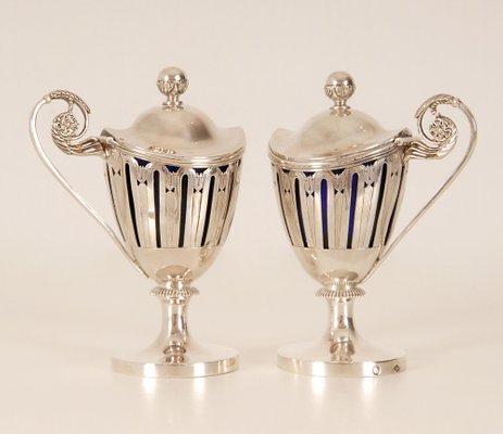 Early 19th Century Sterling Silver French 1st Empire Napoleonic Mustard Pots, Set of 2-GOE-1035032