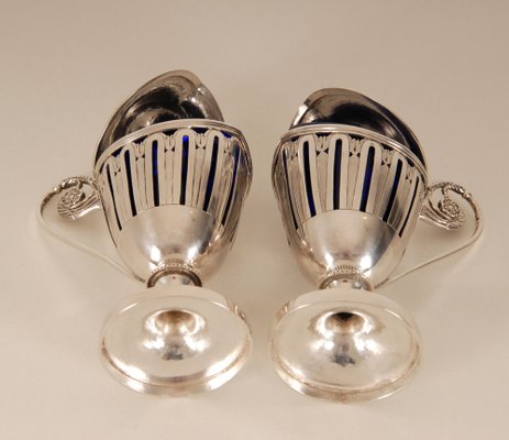 Early 19th Century Sterling Silver French 1st Empire Napoleonic Mustard Pots, Set of 2-GOE-1035032