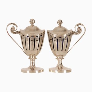 Early 19th Century Sterling Silver French 1st Empire Napoleonic Mustard Pots, Set of 2-GOE-1035032