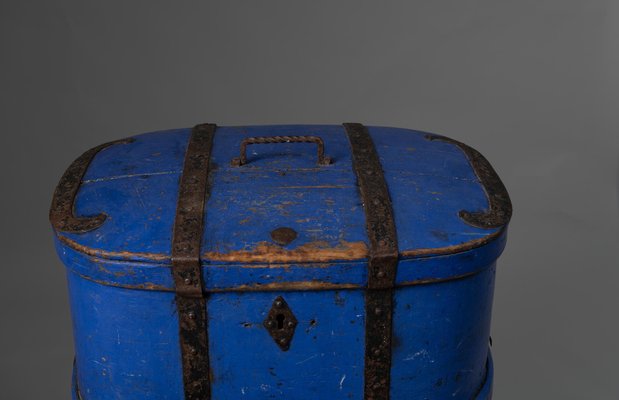 Early 19th Century Swedish Antique Bright Blue Travelling Box-MJF-1161598